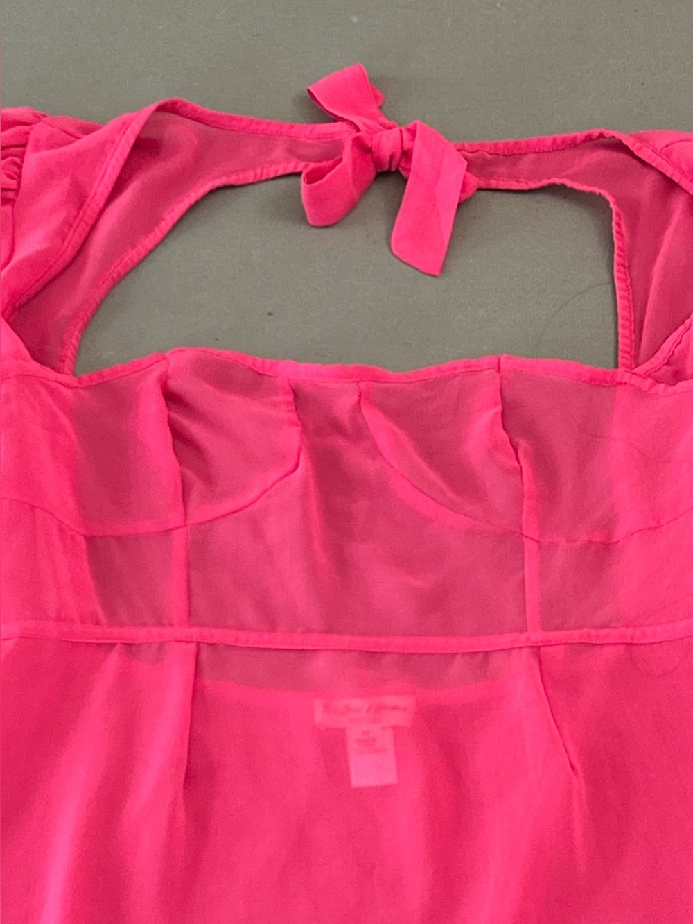 For Love and Lemons Lara Bustier Sheer Short Chemise w/ Puff Sleeves, Open Back - Picture 4 of 16